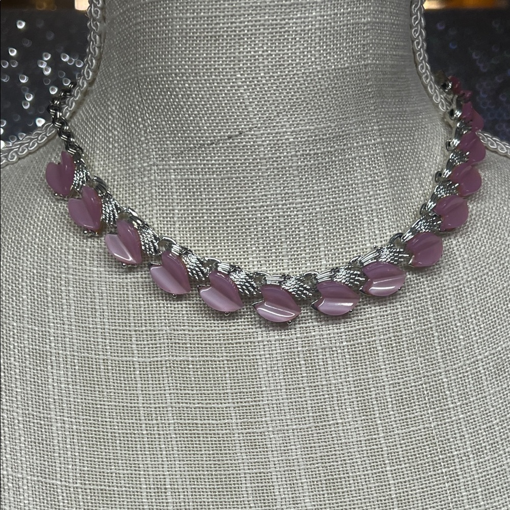VTG pink and silver statement Necklace
